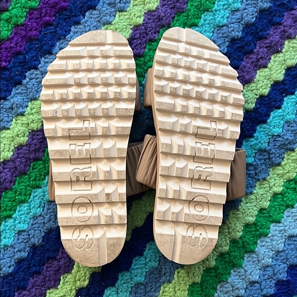 Sorel Tan Ruched Double-Strap Slide Sandals - Picture 3 of 3